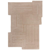 WOLLTEPPICH Zen Shaped Geometrisch, Wohnzimmer Natur Rechteckig 120x170 - Beige, Textil (120/170cm) - KADIMA DESIGN