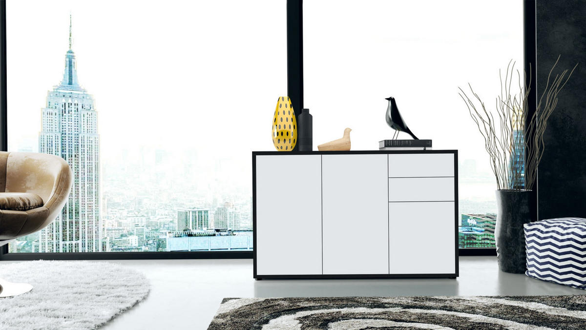 KOMMODE Ben Front in Weiß matt - Weiß, Holzwerkstoff (117/74/36cm) - Vladon