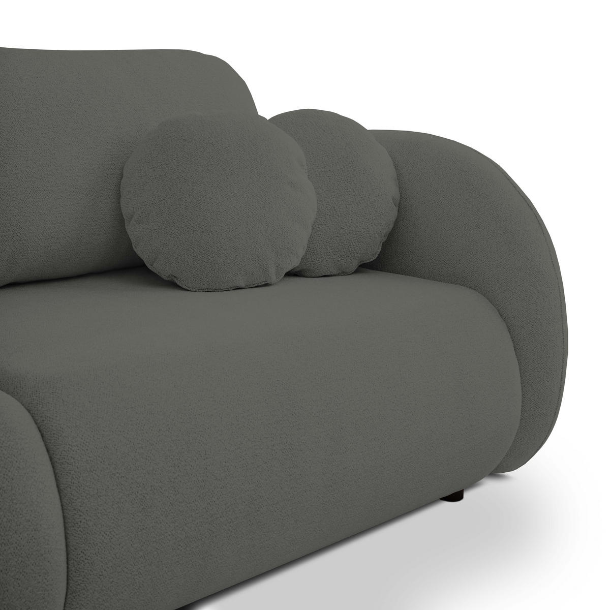 SOFA LOOP Schlaffunktion & Bettkasten PUR-Schaum Schwarze Kunststofffüße skandinavischer Stil lose Rückenkissen freistehend 234x112x86 cm Graphite - Graphitfarben, Holz/Textil (234/86/112cm) - DomoHome