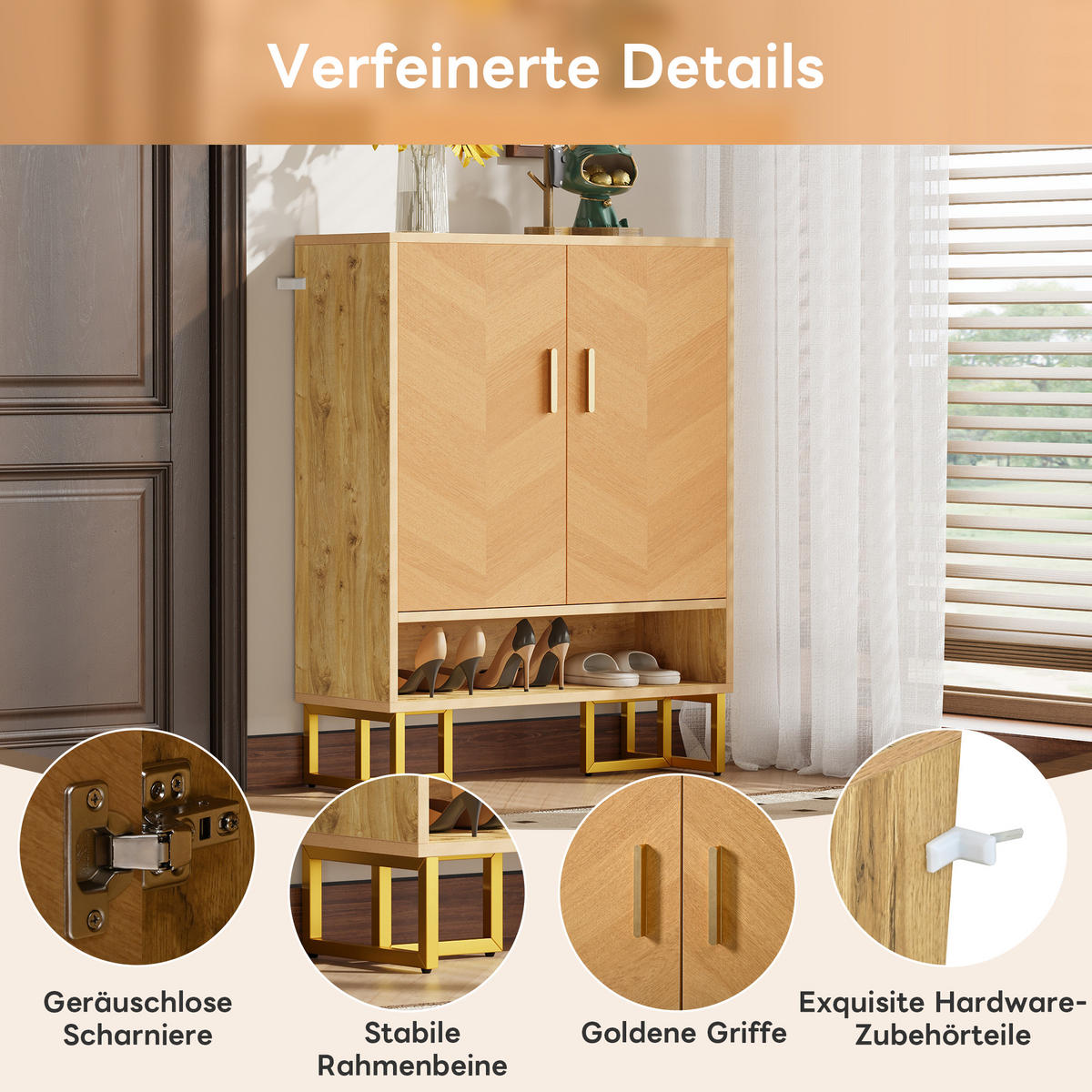 SCHUHSCHRANK Natur 80/38/100 cm - Naturfarben, Holzwerkstoff (80/100/38cm) - PANGIVO