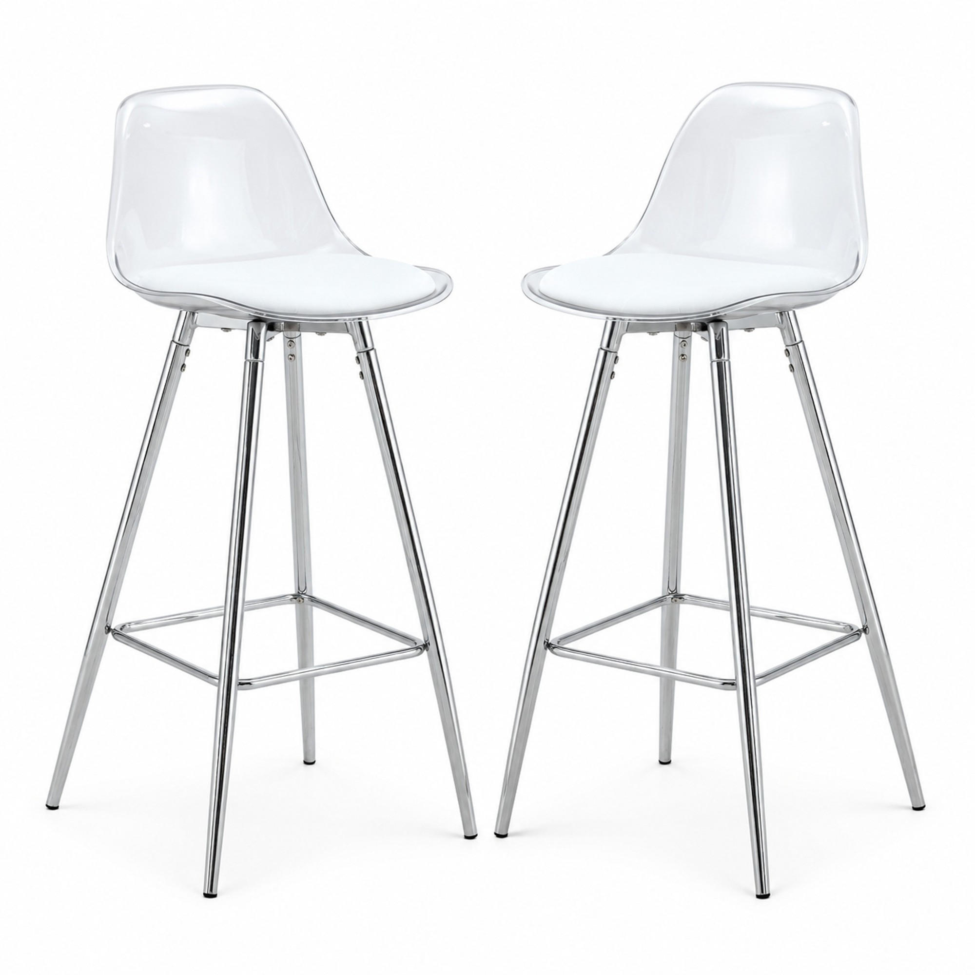 BARHOCKER Transparent mit Fußstütze und Metallgestell - Klar, Metall (33/96.5/38cm) - MIVRAY