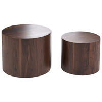KLUBSKA MIZICA komplet 2 temno rjava - temno rjava, leseni material (48/48/38cm) - Beliani