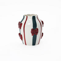 KERAMIKVASE, Schleifen-Design, D9,4 cm, H21 cm - Weiß, Keramik (22cm) - Hometopia