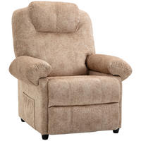 RELAXSESSEL,MANUELL Stoff ausziehbare Fußstütze Seitentasche,beige - Beige, Textil (91/108/88cm) - Vallsero