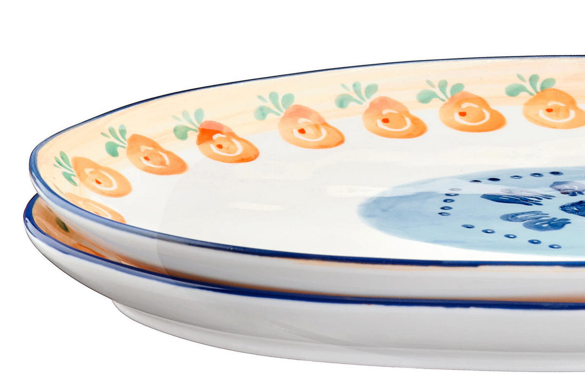 SERVIERPLATTEN Napoli 36,5 x 22 cm - 2er-Set - Zitrusfrucht - Weiß, Keramik (22/3/36.5cm) - Björn