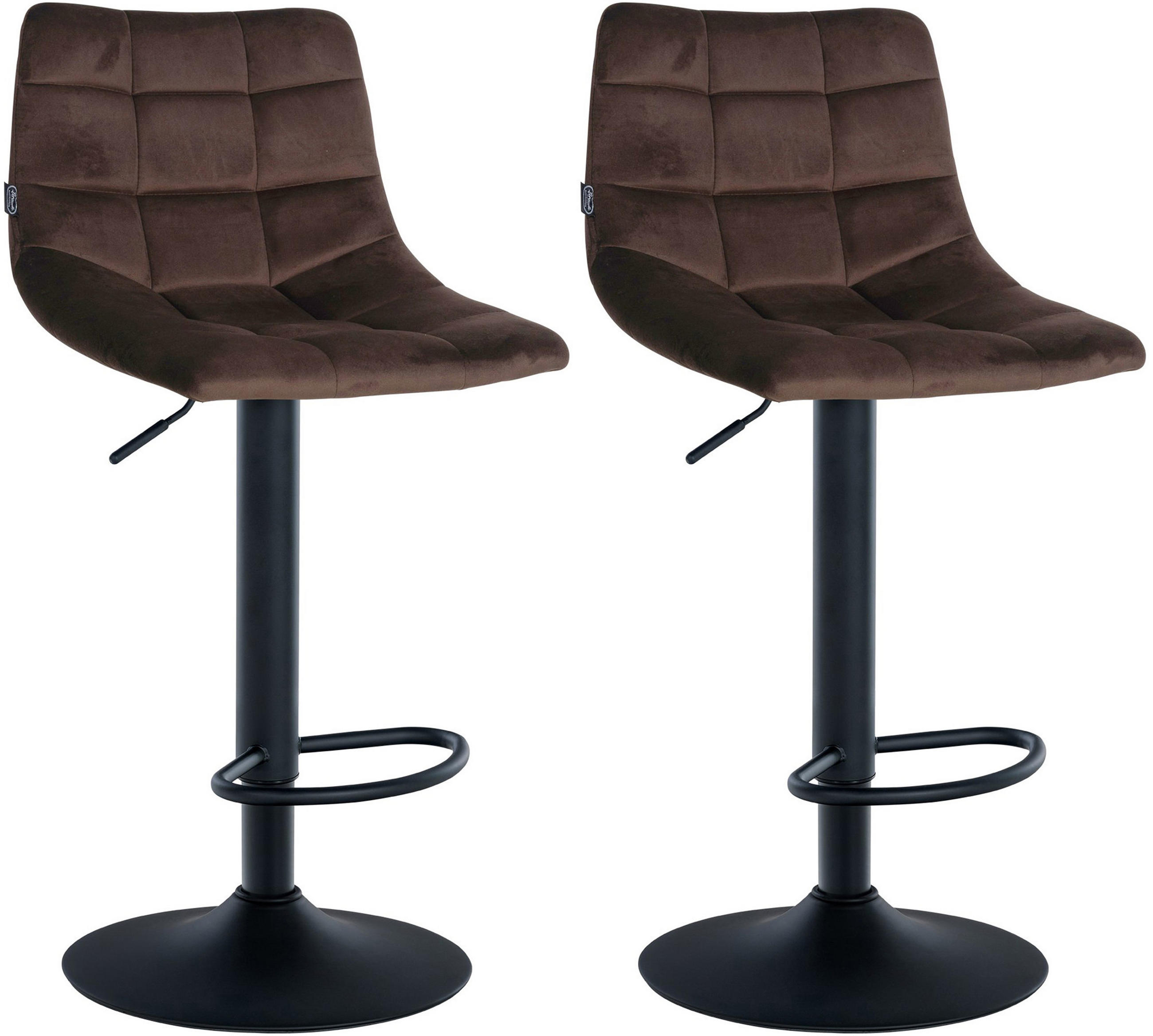 BARHOCKER 2er Set James Samt schwarz braun - Schwarz/Braun, Textil/Metall (43/108.5/46.5cm) - TPFLiving