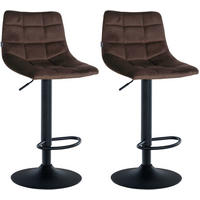 BARHOCKER 2er Set James Samt schwarz braun - Schwarz/Braun, Textil/Metall (43/108.5/46.5cm) - TPFLiving