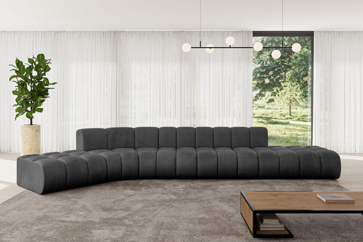 ECKSOFA modulares Sofa Solven-L2 - 471x174x70 cm Schwarz - Schwarz, Holzwerkstoff/Textil (471/174cm) - ALTDECOR
