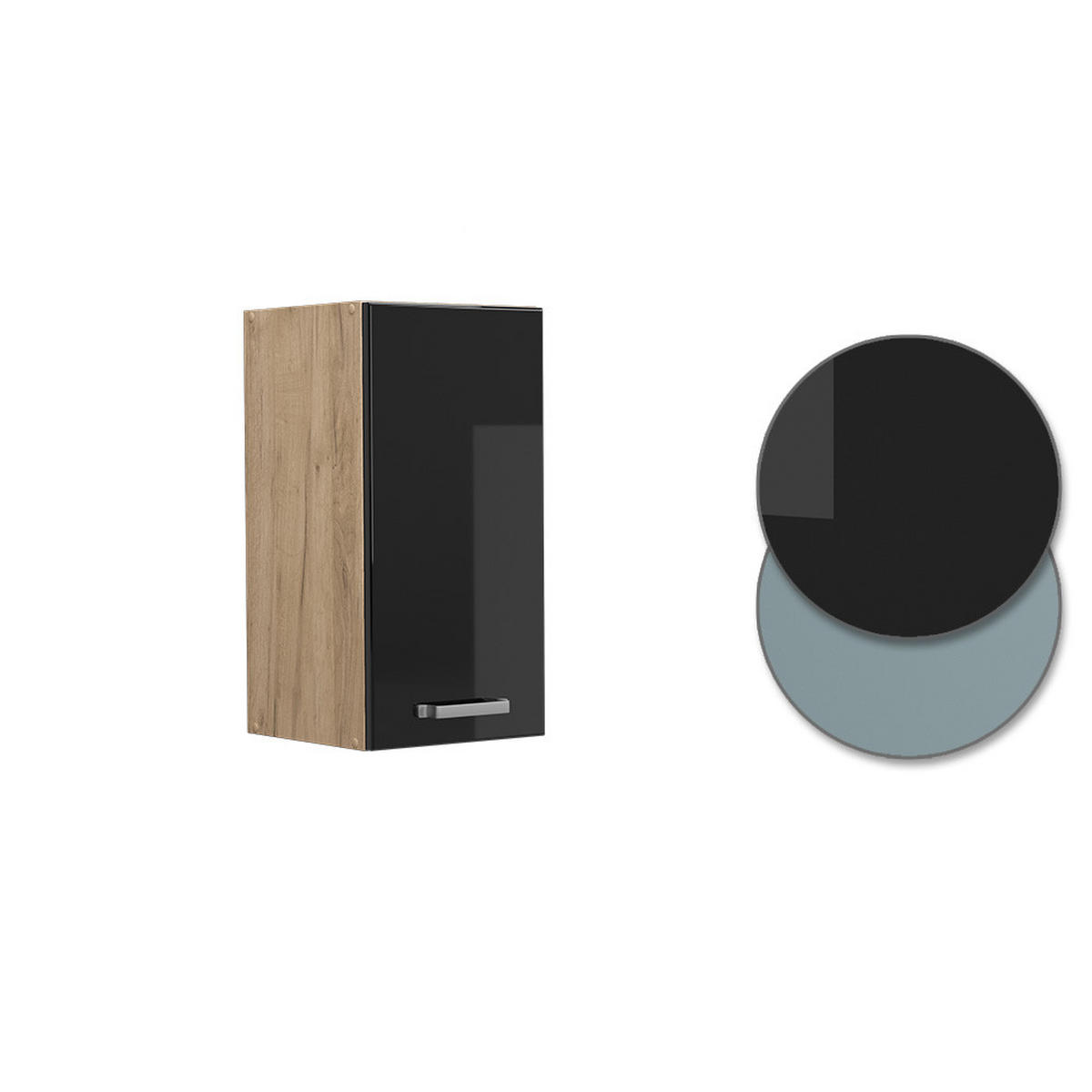 HÄNGESCHRANK R-Line Schwarz Hochglanz 30 cm - Honigeiche/Schwarz Hochglanz, Holzwerkstoff (30/60/31cm) - Vicco