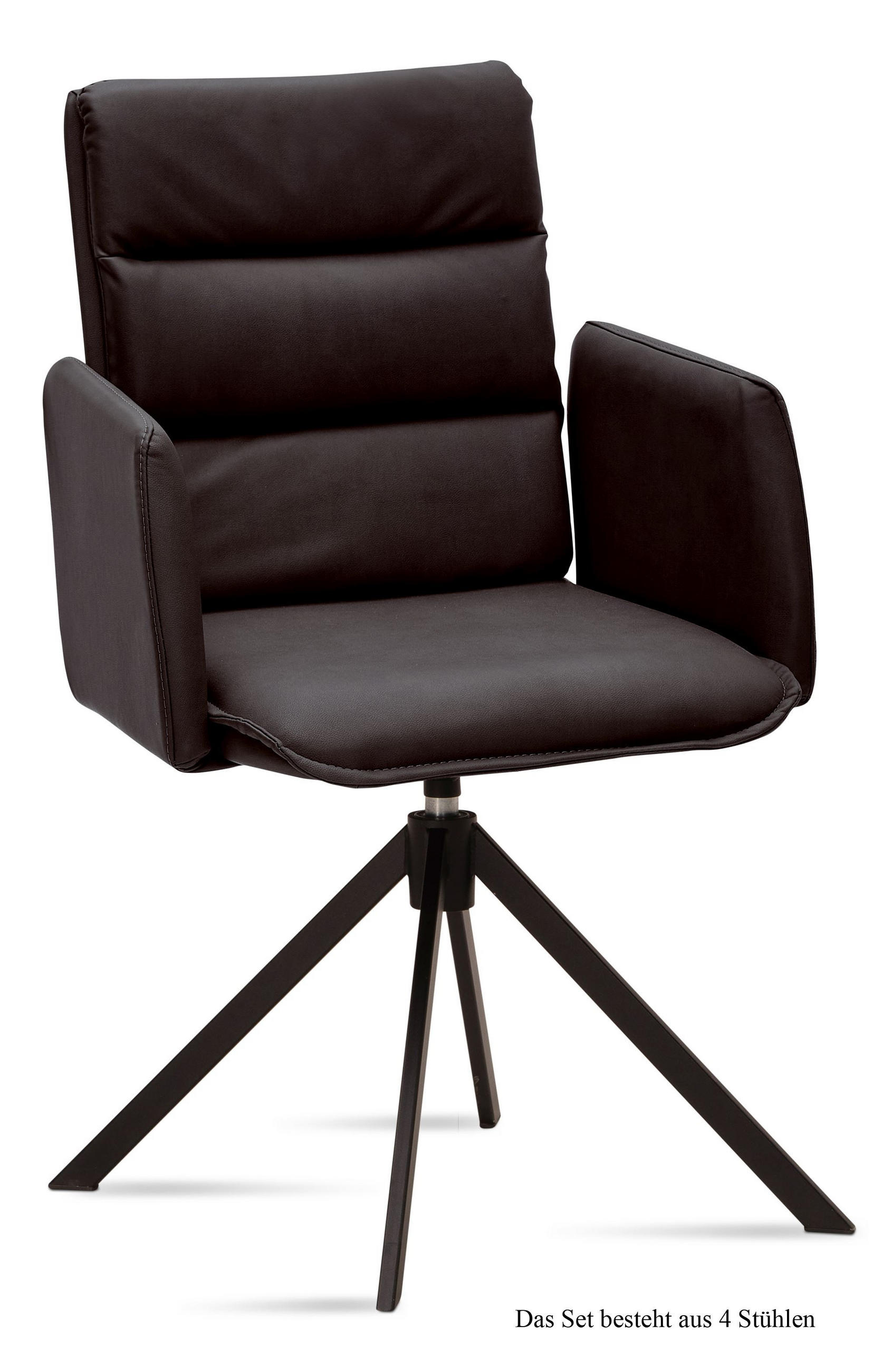 ARMLEHNSTUHL drehbar (4er-Set) Delila 52x92x60 Schwarz/Espresso - Dunkelbraun/Schwarz, Kunststoff (60/92/52cm) - 58aufmkessel