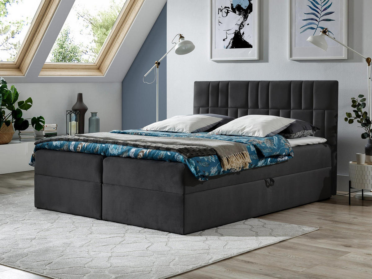 BOXBETT Top 3 - Dunkelgrau, Holz (160/200cm) - MIRJAN24