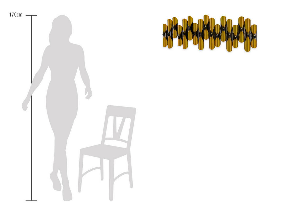 WANDDEKO Gold 90/32 cm - Goldfarben, Metall (2.85/32/5cm) - KUNSTLOFT