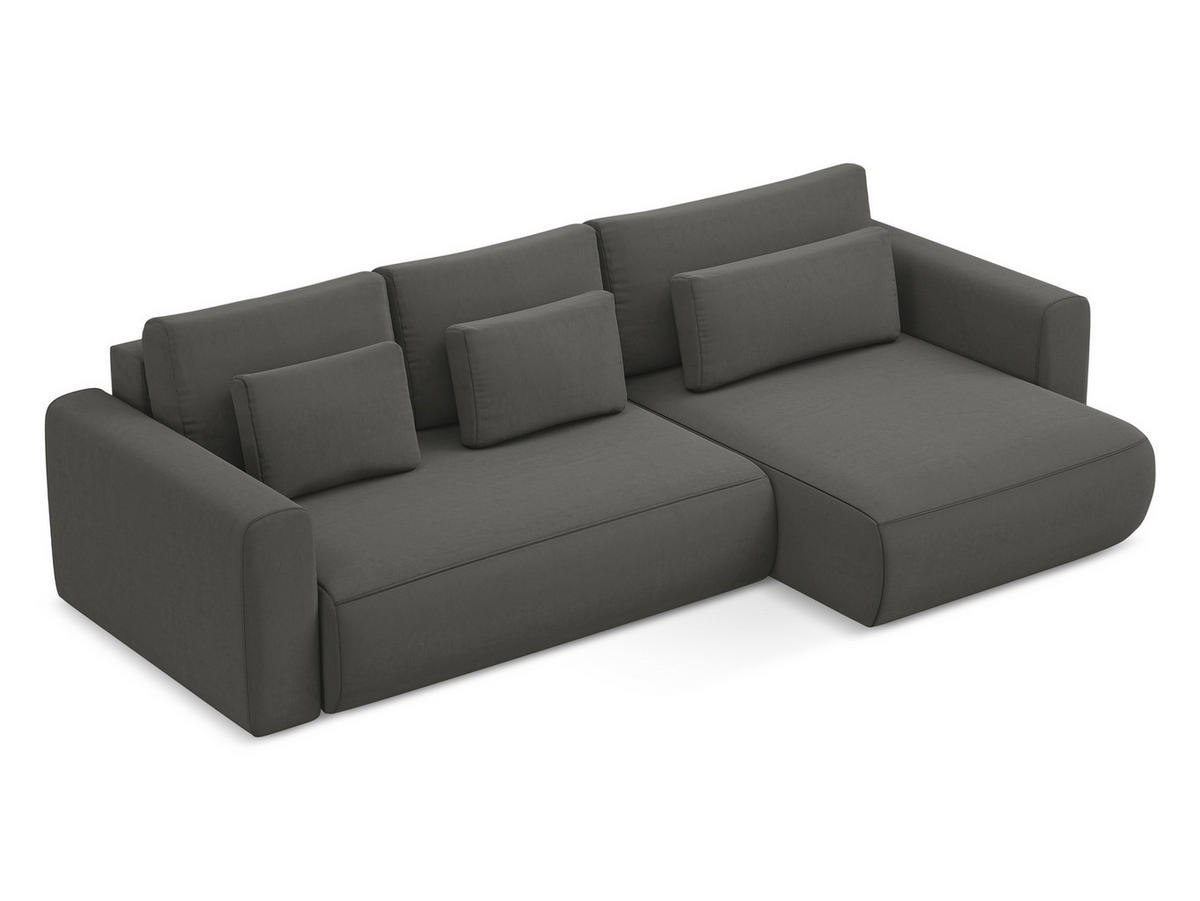 ECKSOFA mit Schlaffunktion Samt Stoff Grau - Dunkelgrau/Schwarz, Kunststoff/Textil (278/149cm) - Makamii