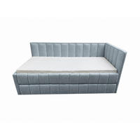 POLSTER-KINDERBETT LUKA 90x200 cm, rechts, mit Ausziehbett – Hellblau - Hellblau, Textil - KS Home Concept