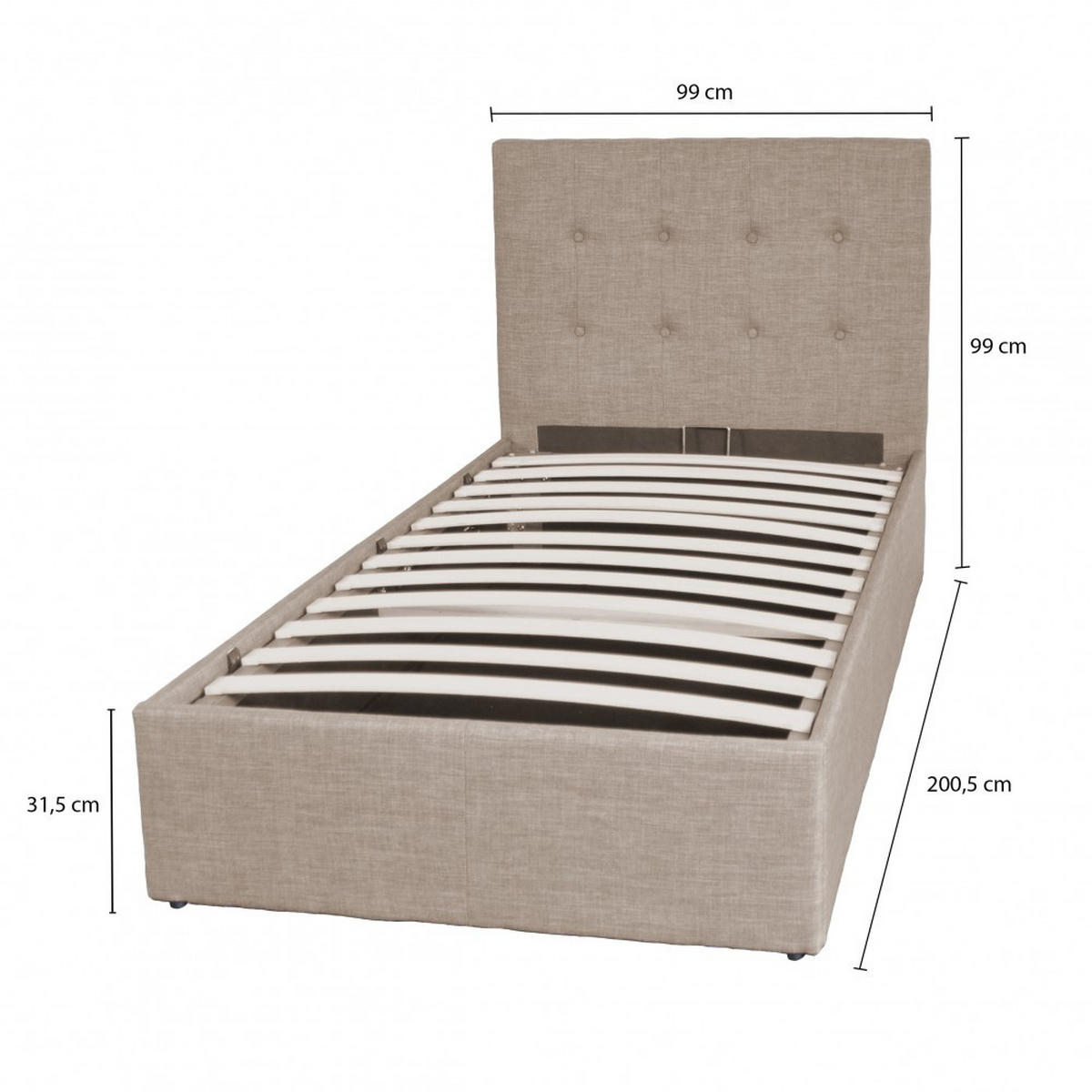 BETT PARMA 90x190 mit Lattenrost - Beige - Beige, Holzwerkstoff (90/190cm) - Weber Industries