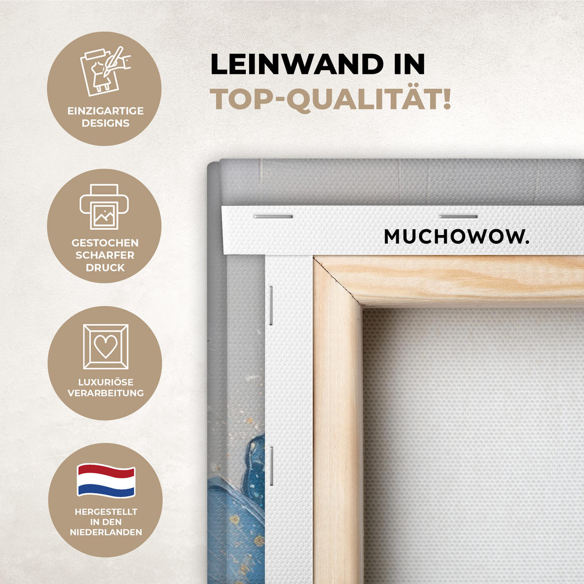 LEINWANDBILD Blumen - Blau - Abstrakt Wandbild Wohnzimmer 50x50 cm - Hellgrau, Textil (50/50cm) - MuchoWow