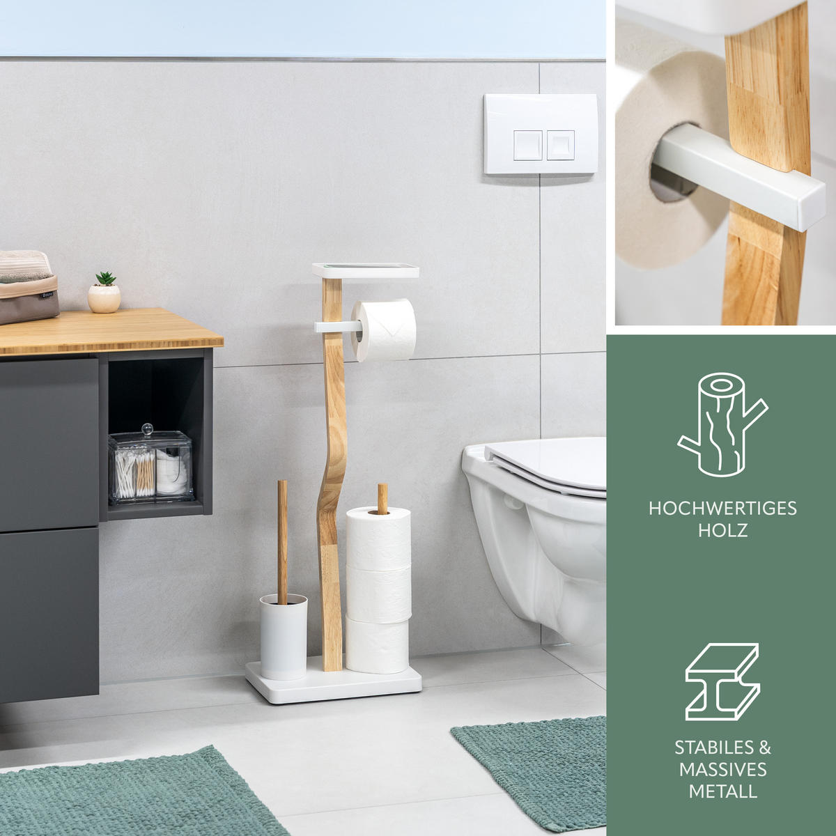 STAND-WC-GARNITUR 4IN1, weiß - Weiß, Holz (30/80/20cm) - eluno