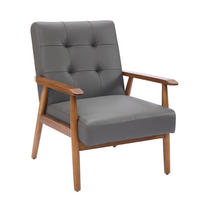 SESSEL Echtleder mit Nussbaum-Armlehnen, DE-42331, Grau - Grau, Holzwerkstoff (80/83/64cm) - ComfortXL