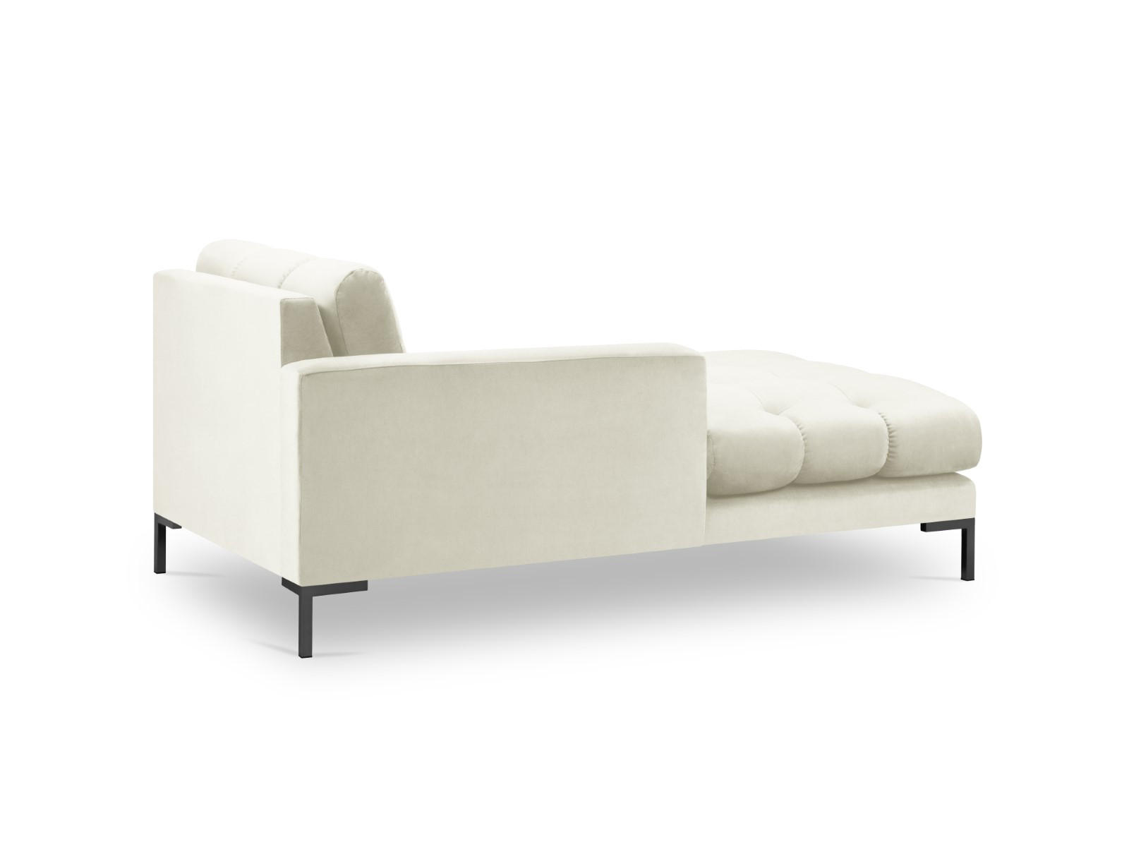 CHAISELONGUE links Mamaia aus Samt leichtes beige - Creme, Textil (102/75/185cm) - Micadoni