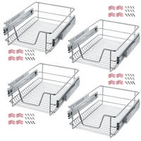 TELESKOPSCHUBLADE 4er Set, einfache Montage,grau - Grau, Metall (37/14/44cm) - tectake