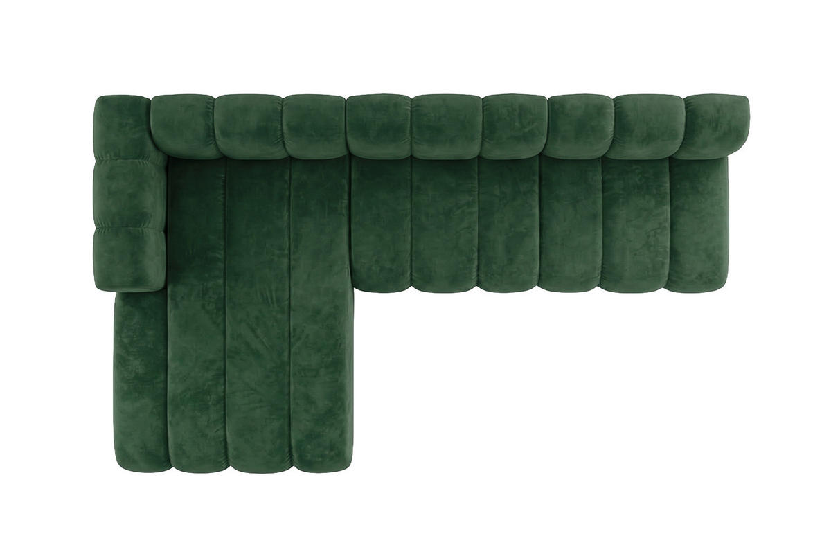 ECKSOFA Modulares In L-Form, Velvet-Stoff Riviera, Grün, Links, GRAND 295 cm - Grün, Holz (295/179cm) - Kaiser Möbel
