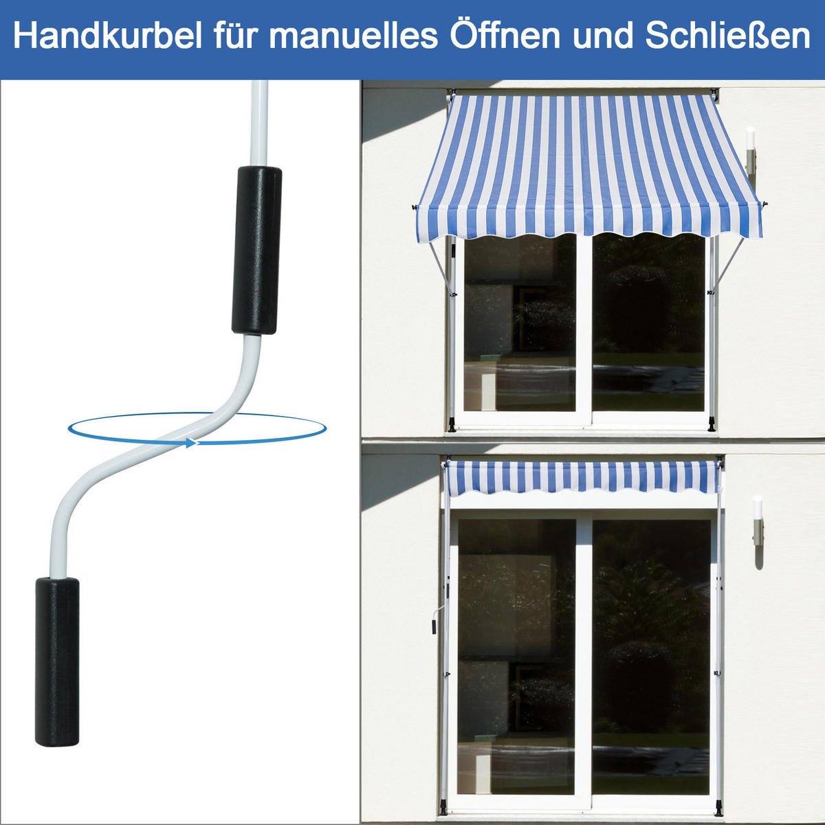 MARKISE, Grau+Weiß, Aluminium, Stahl, Polyester - Blau, Metall (150/280/200cm) - Outsunny