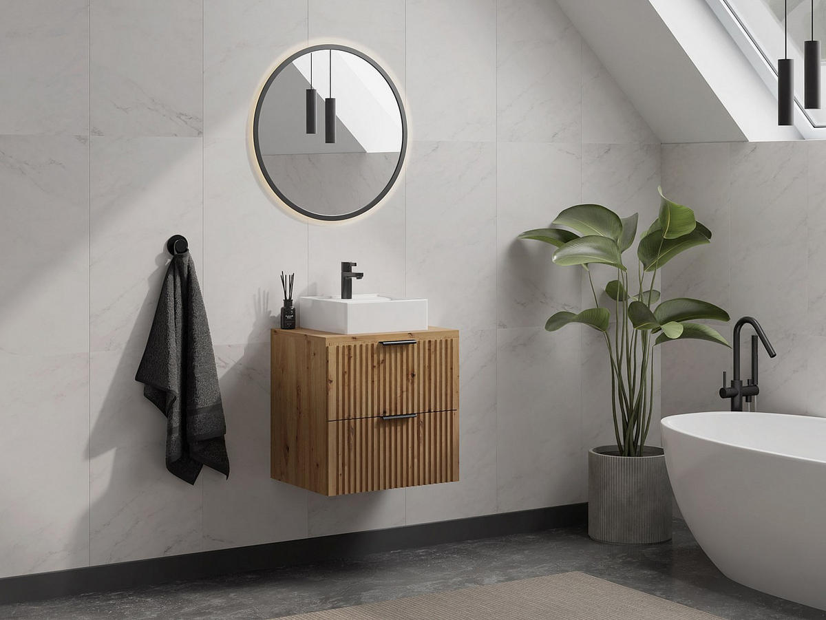 EINZELWASCHTISCH - 60cm x 46cm - MDF - naturfarben hell - ZEVARA - Naturfarben, Holz (60/57/46cm) - Vente-Unique