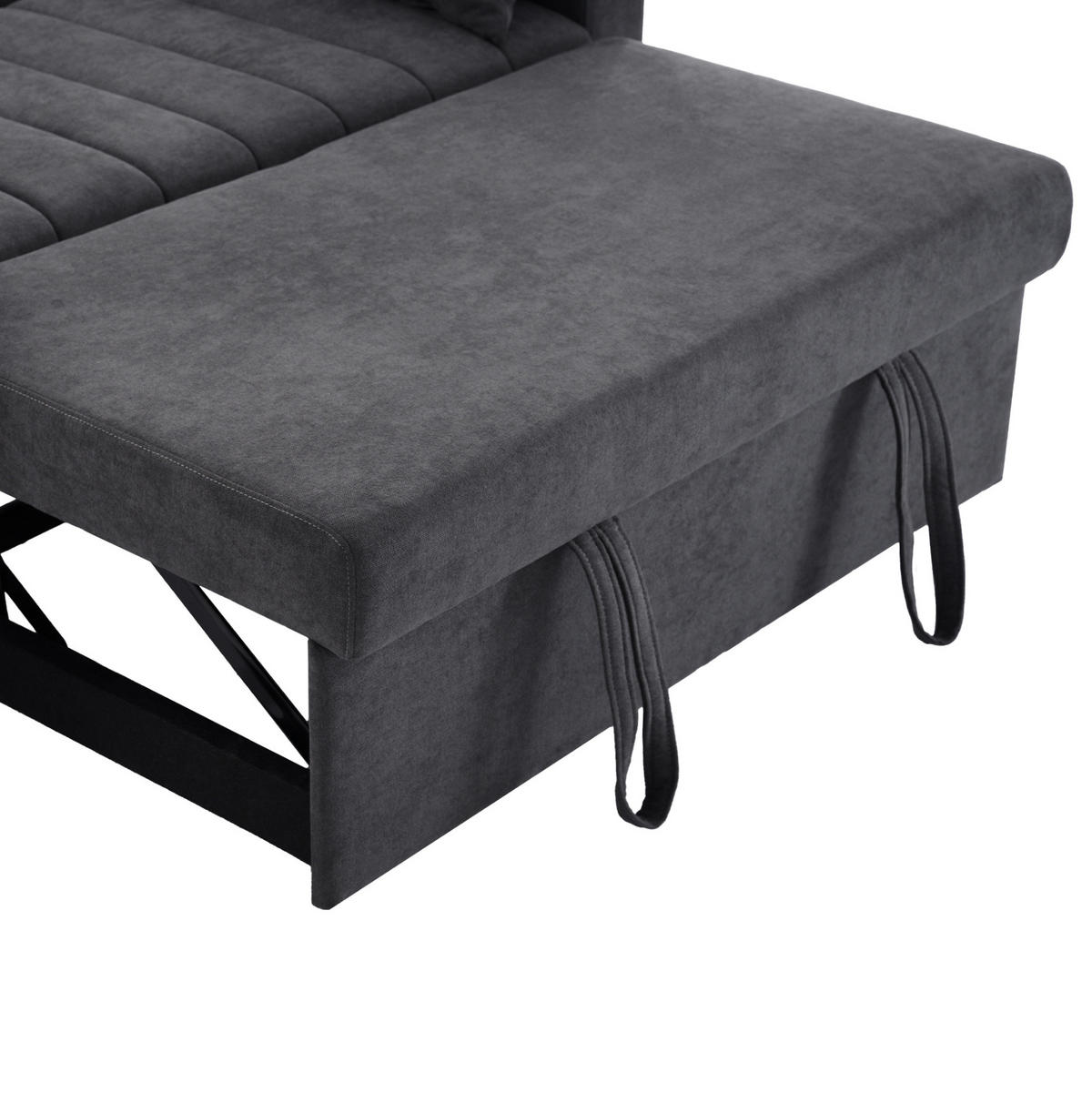 SCHLAFSOFA mit verstellbarer Rückenlehne 136 x 162 cm Grau 2-Sitzer - Grau, Metall (162/84/136cm) - Meubliv