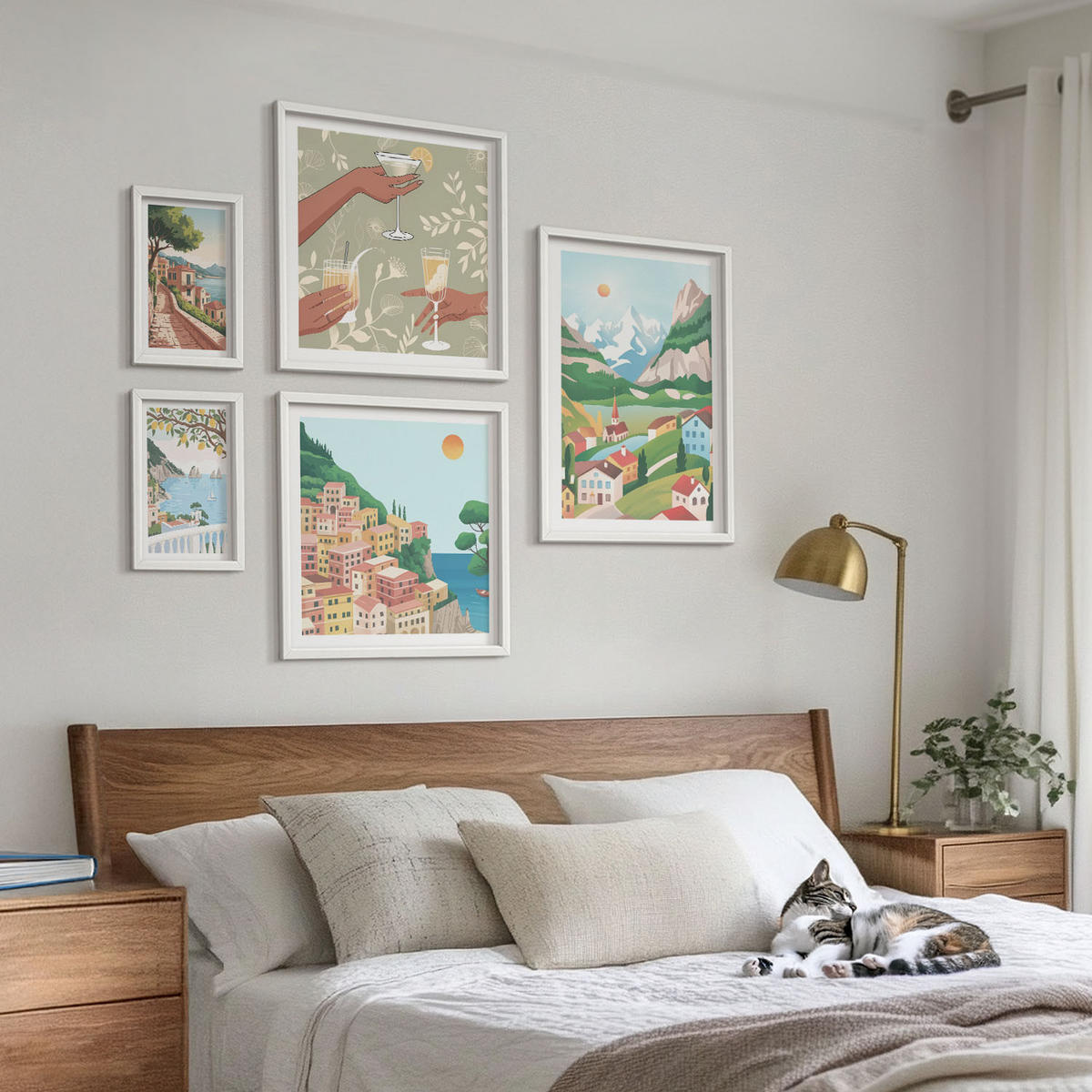 WANDBILDER 5er-Set - 50x50 cm & 20x30 cm & 40x60 cm Weißer Rahmen - Meereslandschaften, Zitrusfrüchte - Weiß, Kunststoff (40/60cm) - ArtPrintCave