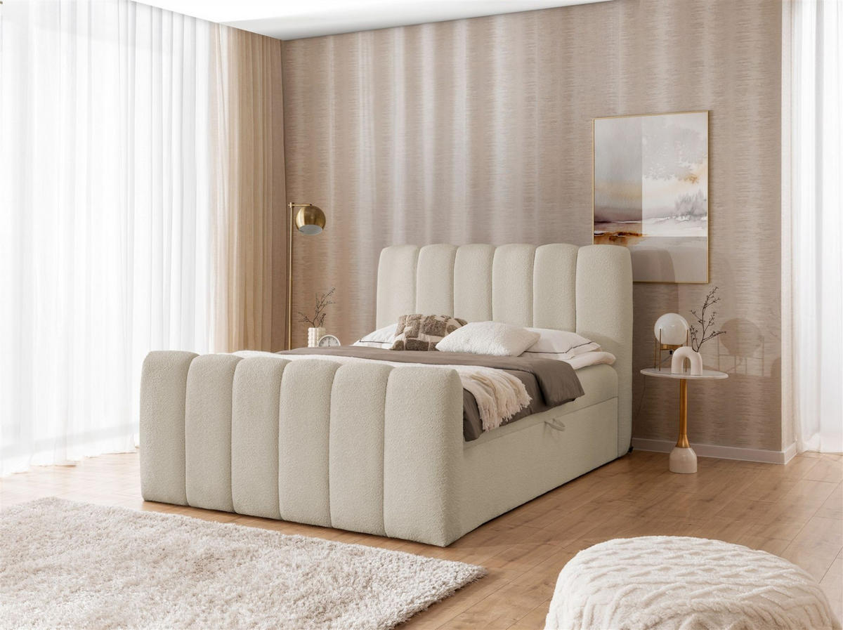 BOXBETT Denis Premium - Beige, Holzwerkstoff/Textil (180/200cm) - Fun Möbel