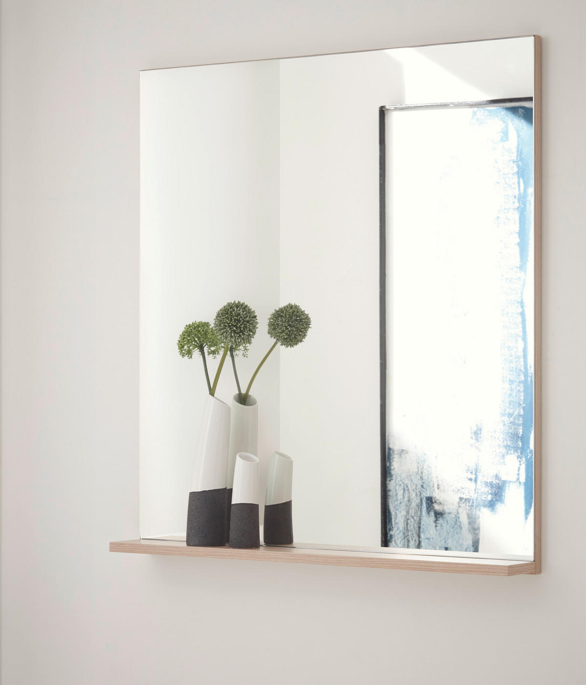 WANDSPIGEL Eiche mit Ablage Garderobenspiegel 75 x 80 cm - Eichefarben, Glas/Holzwerkstoff (75/80/10cm) - Furn.Design