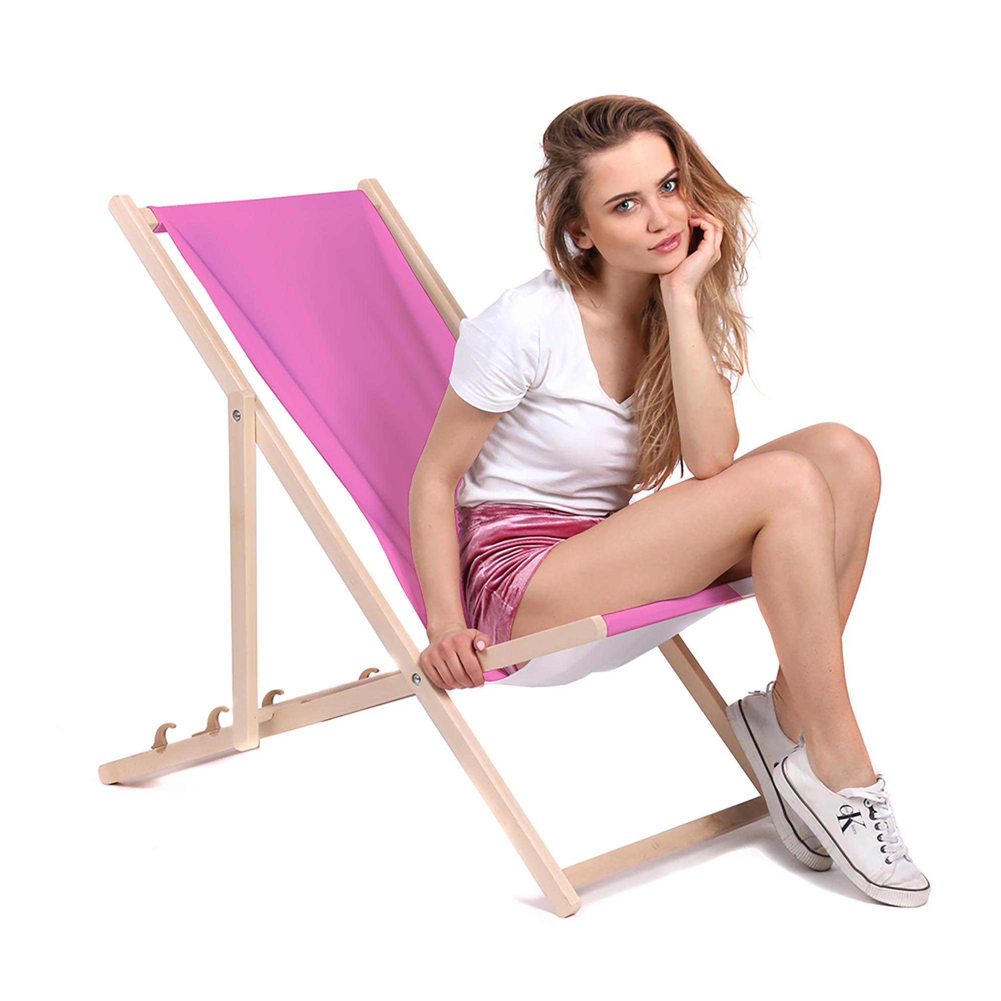 HOLZLIEGESTUHL klappbar Buchenholz Pink M - Pink, Holz (54/85/92cm) - Dreamroots