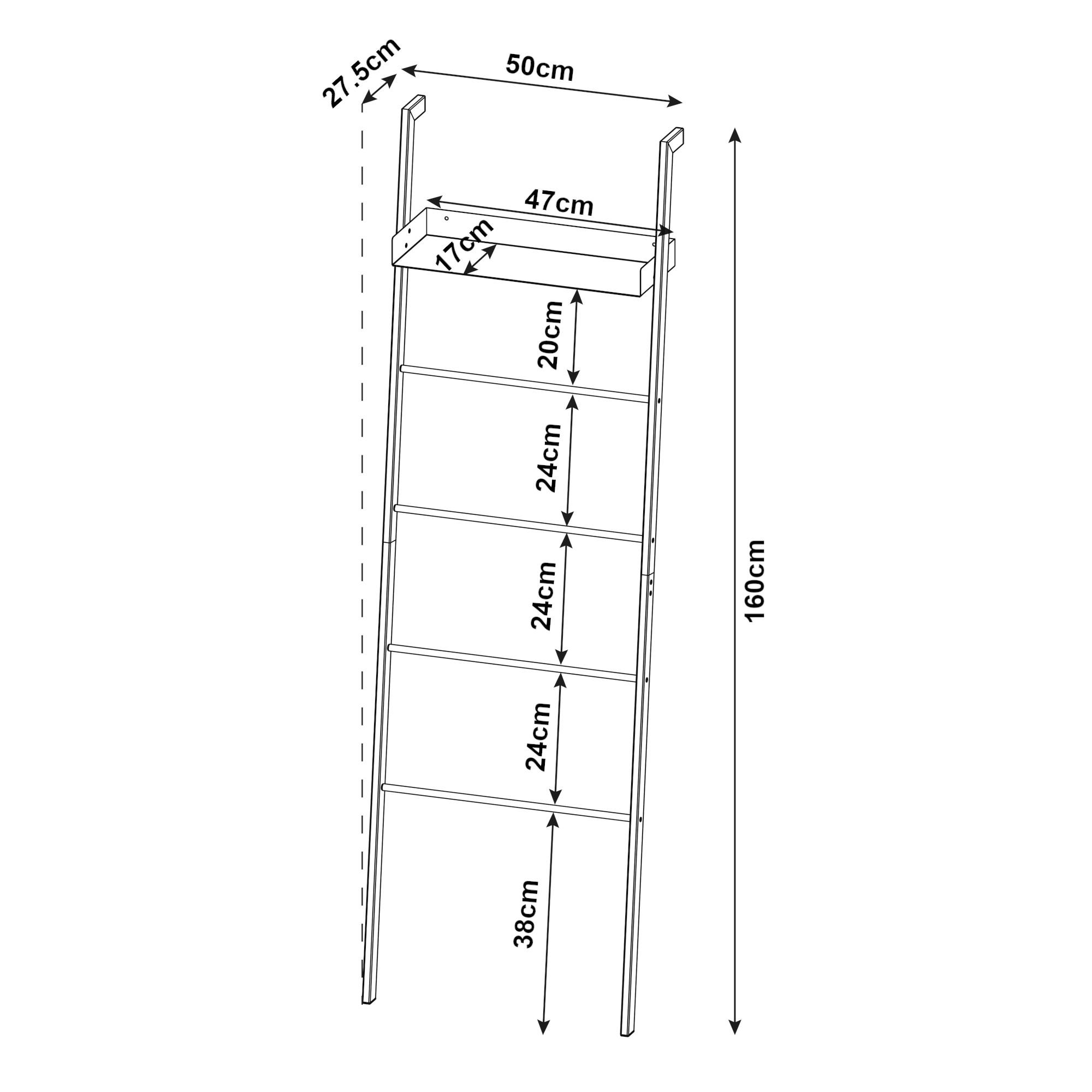 LEITERREGAL Øksnes - Weiß, Metall (50/160/27.5cm) - [en.casa]