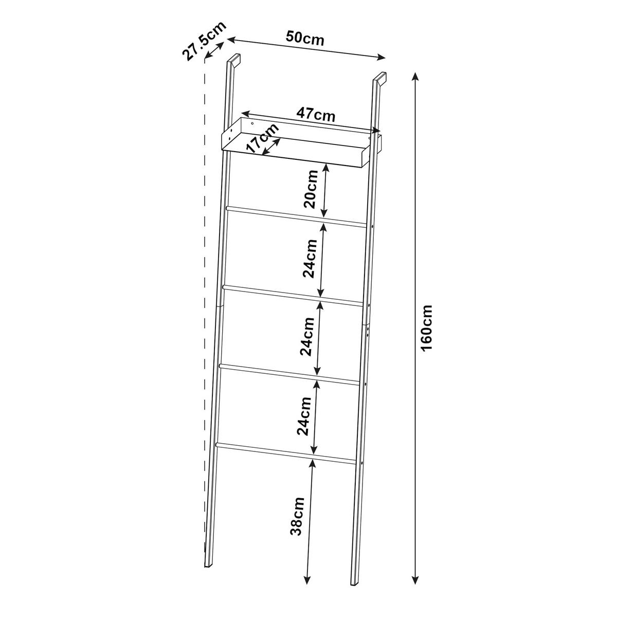 LEITERREGAL Øksnes - Weiß, Metall (50/160/27.5cm) - [en.casa]