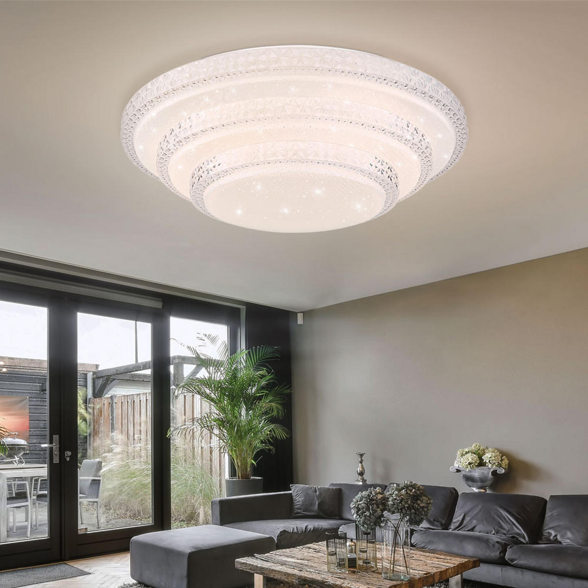 LED DECKENLEUCHTE MAGNIFIQUE Weiß Opal - Weiß, Metall (49.5/49.5/12.7cm) - Globo Lighting