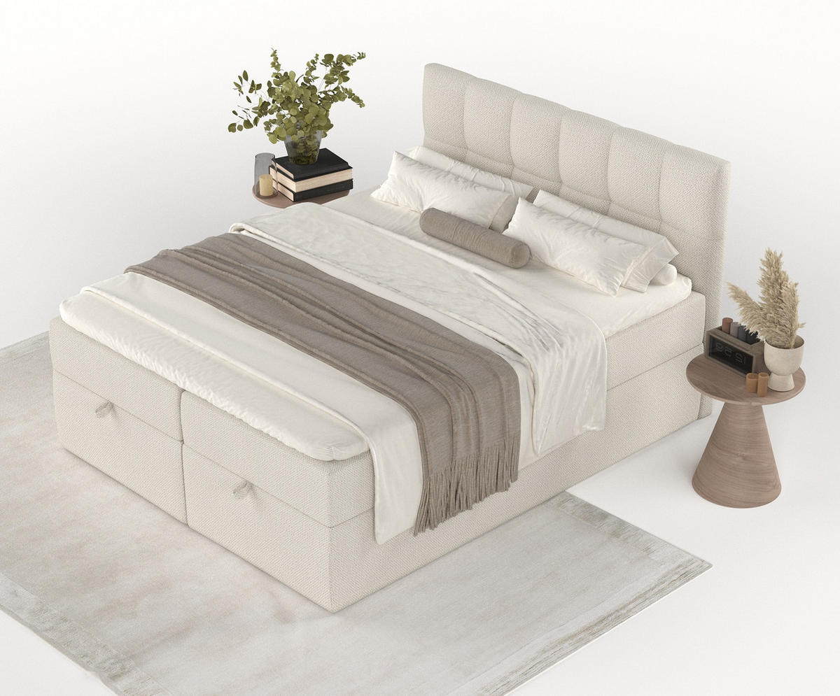 BOXBETT Shay Beige 160/200 cm - Beige/Schwarz, Holz/Holzwerkstoff (160/200cm) - Maison de Reve