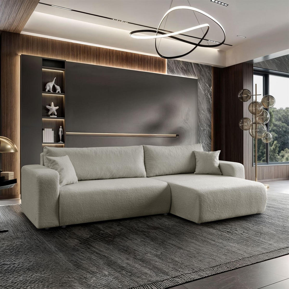 ECKSOFA VESPO XL mit Schlaffunktion und Bettzeugkasten - Braun, Textil (267/143cm) - Lookway