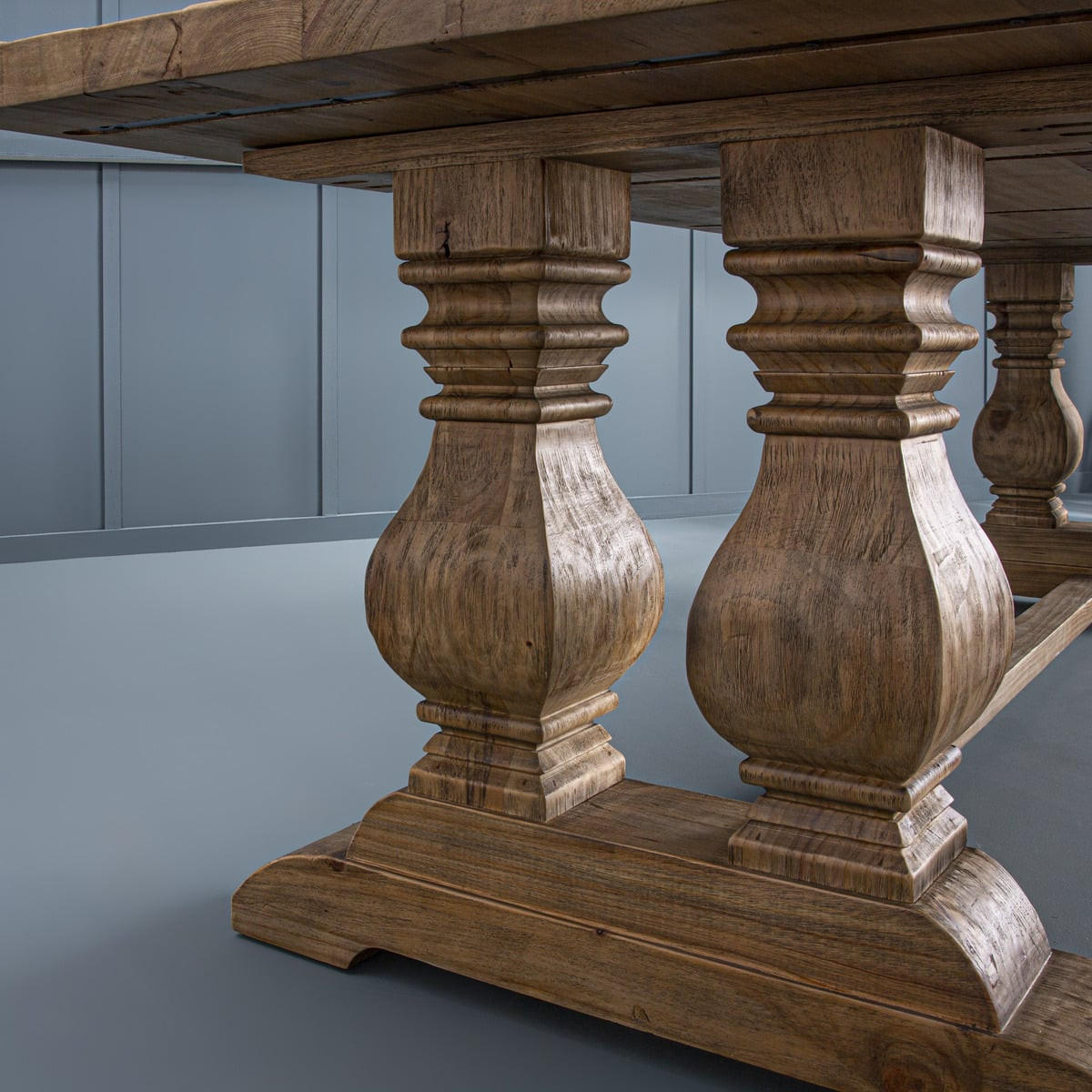 ESSTISCH aus massivem Kiefernholz mit Alt-Holzfüßen L280 cm - Eichefarben, Holzwerkstoff (113/100/78cm) - Signature