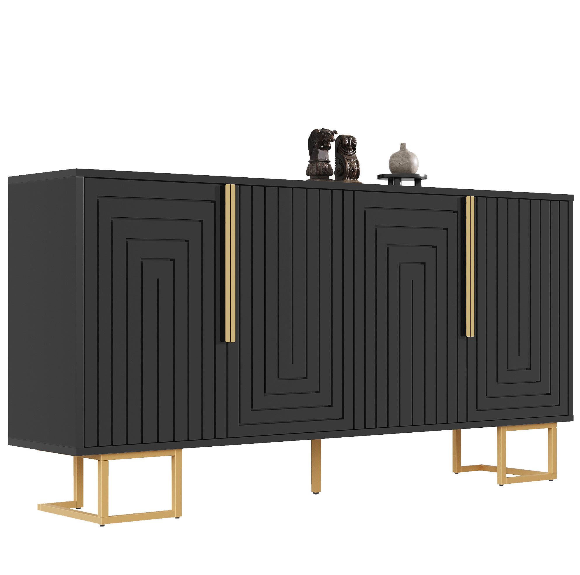 SIDEBOARD mit 2 Türen 152 x 40 x 75 cm MDF Black - Schwarz, Holzwerkstoff (152/75/40cm) - Meubliv