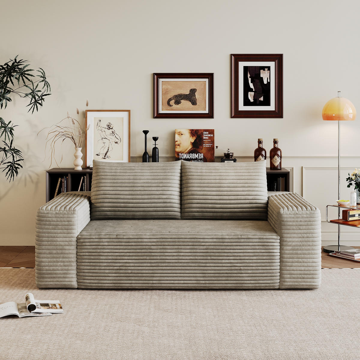 2-SITZER-SOFA DE-34704 Boneless-Modul Camel - Sandfarben, Textil (90/83/180cm) - ComfortXL