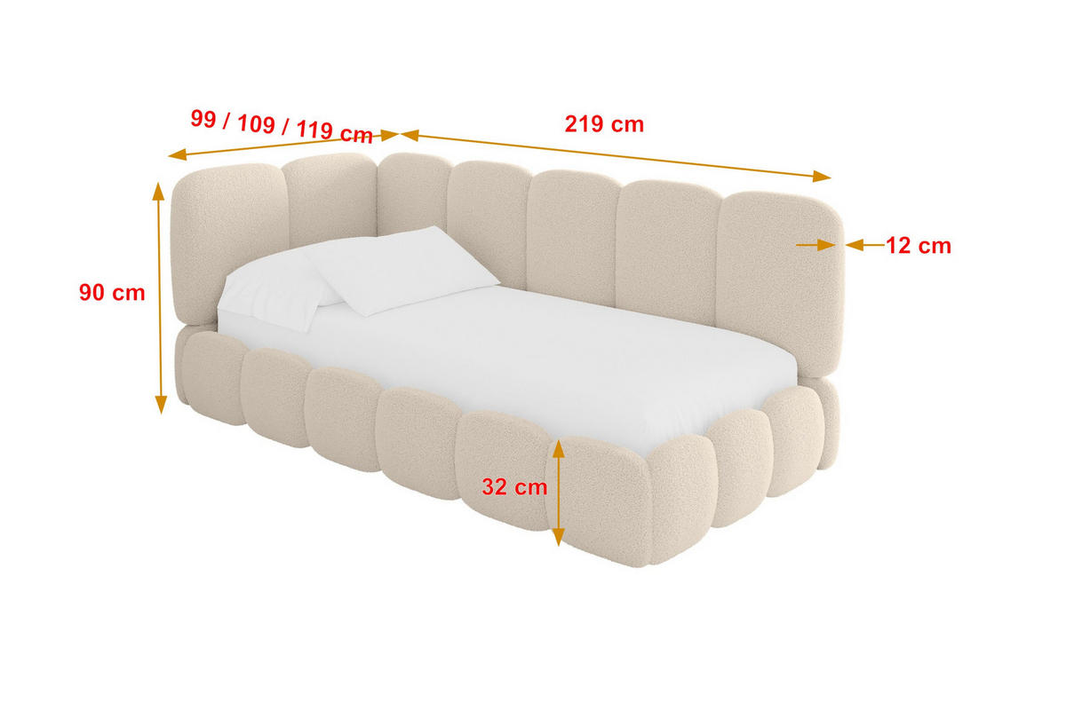 EINZELLBETT Jugendbett mit Bettkasten, Rechts - AVRY 100x200 Dunkelbeige - Taupe/Cappuccino, Holzwerkstoff/Textil (100/200cm) - ALTDECOR