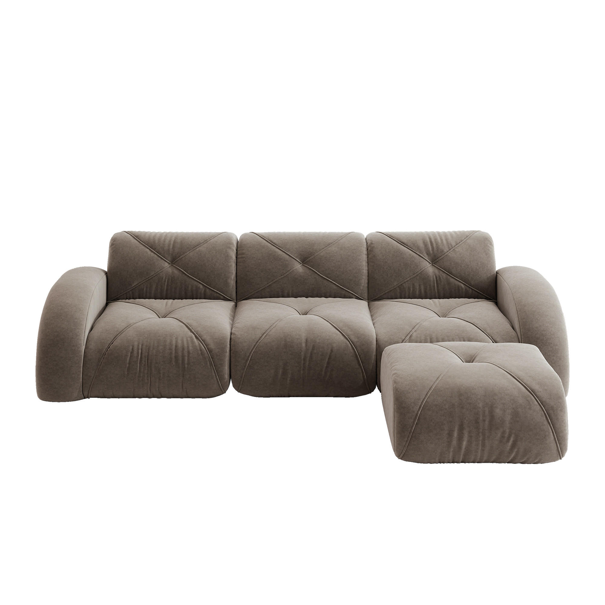 ECKSOFA 281x171x76 cm aus Chenille rahmenlos modular mit Hockern, braun - Braun, Textil (171/281cm) - Luhomfu