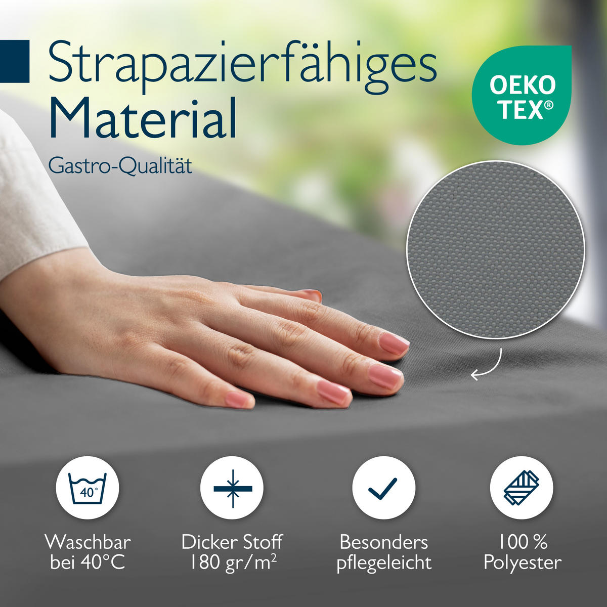 BIERTISCHHUSSE Premium M 70cm Anthrazit (3tlg) - Anthrazit, Textil (70/220cm) - Beautissu 