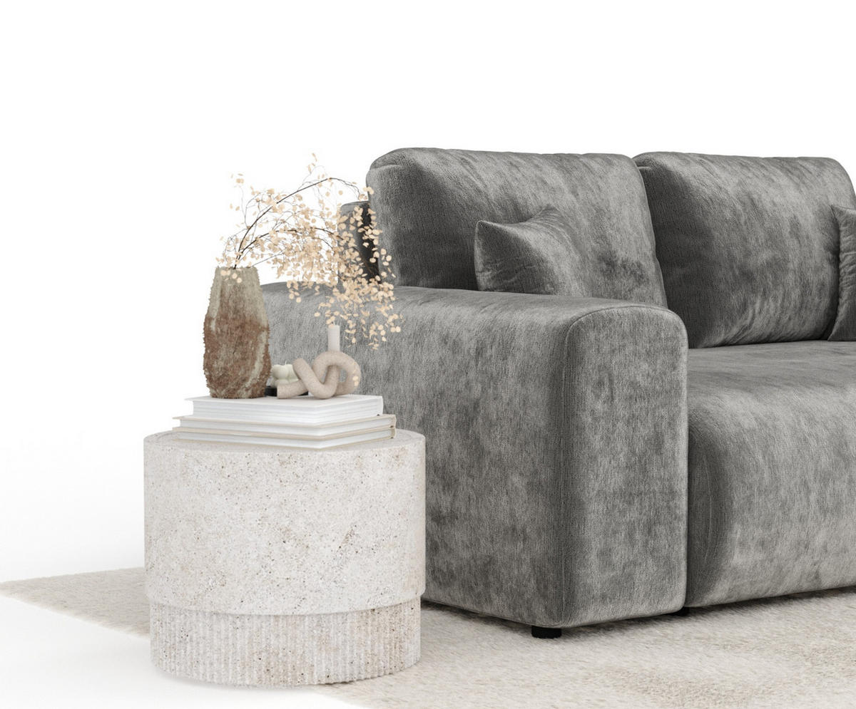 2-SITZER-SOFA Zanzibar Grau Chenille - Schwarz/Grau, Holz/Holzwerkstoff (178/79/108cm) - Maison de Reve