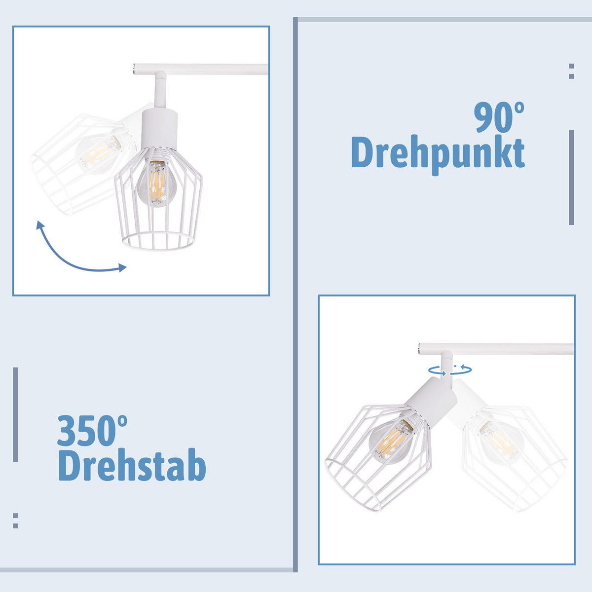 STRAHLER Franziska 4-flammig 75/24/10 cm - Weiß, Metall (75/24/10cm) - Nettlife