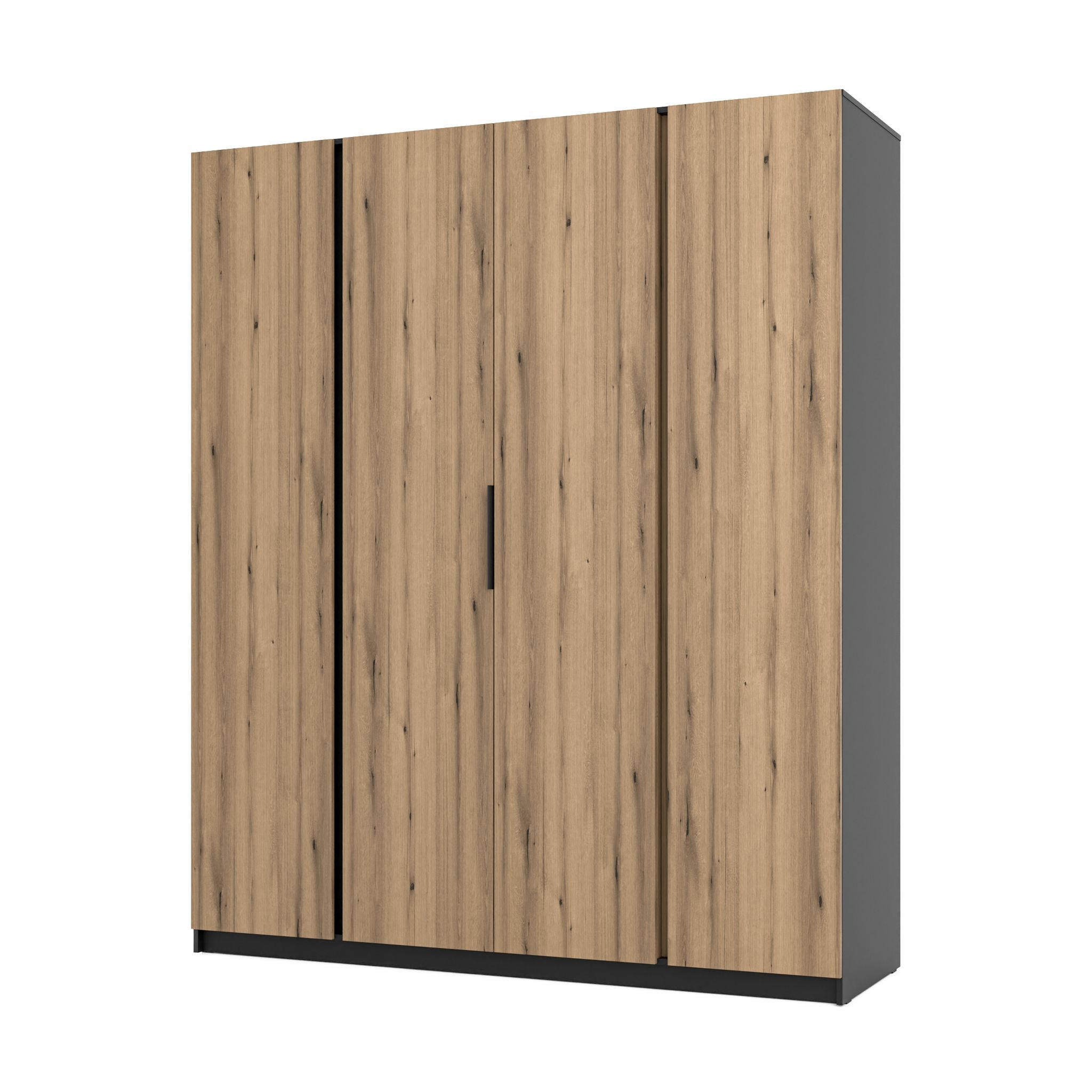DREHTÜRENSCHRANK CAGLIARI 200/239/61,9cm 4-türig Schwarz - Goldfarben/Schwarz, Holzwerkstoff (200/239/61.9cm) - MASSENO
