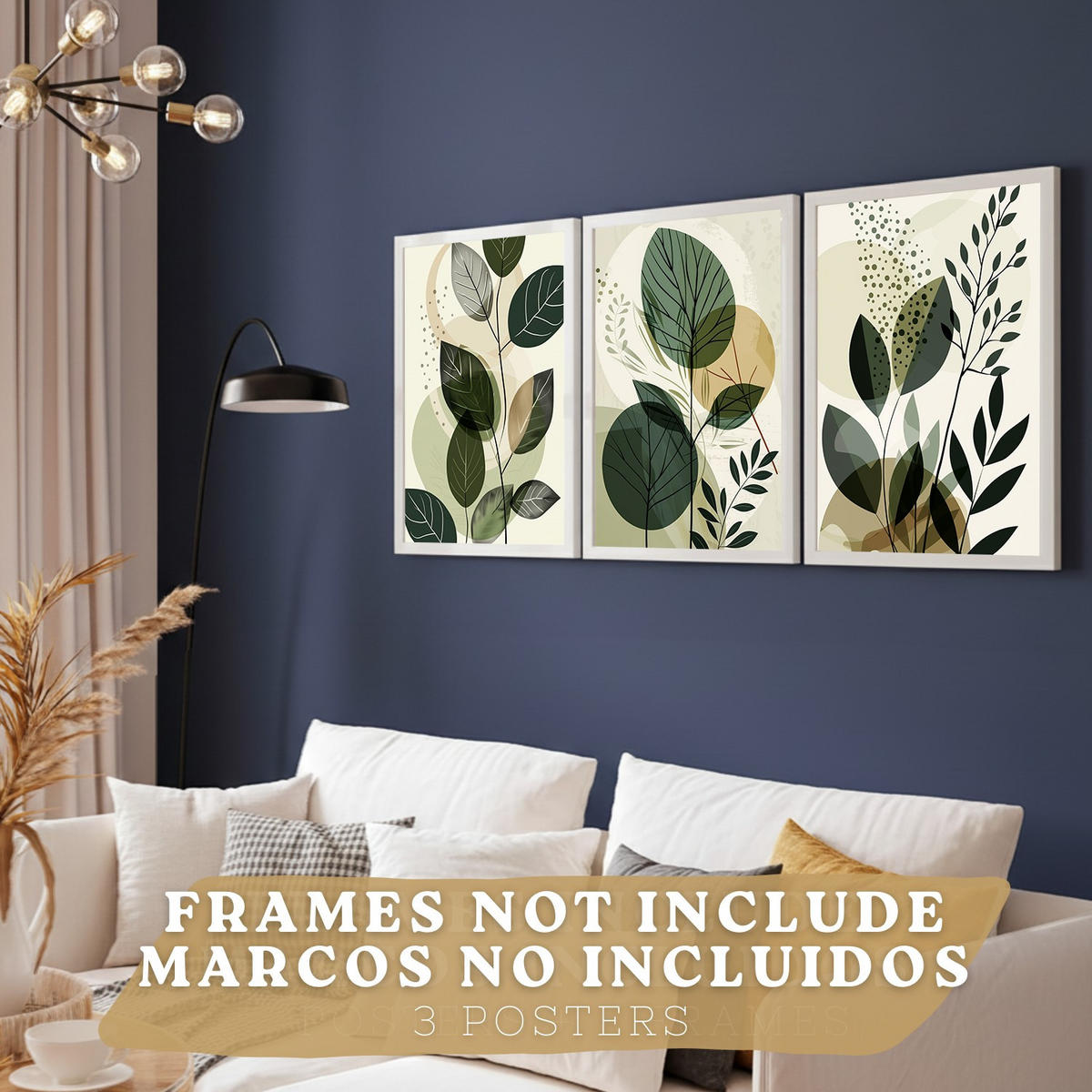 PLAKAT Sada 3 Green Botanica A3 bez rámu - čirá, papír (29.7/1/42cm) - Nacnic