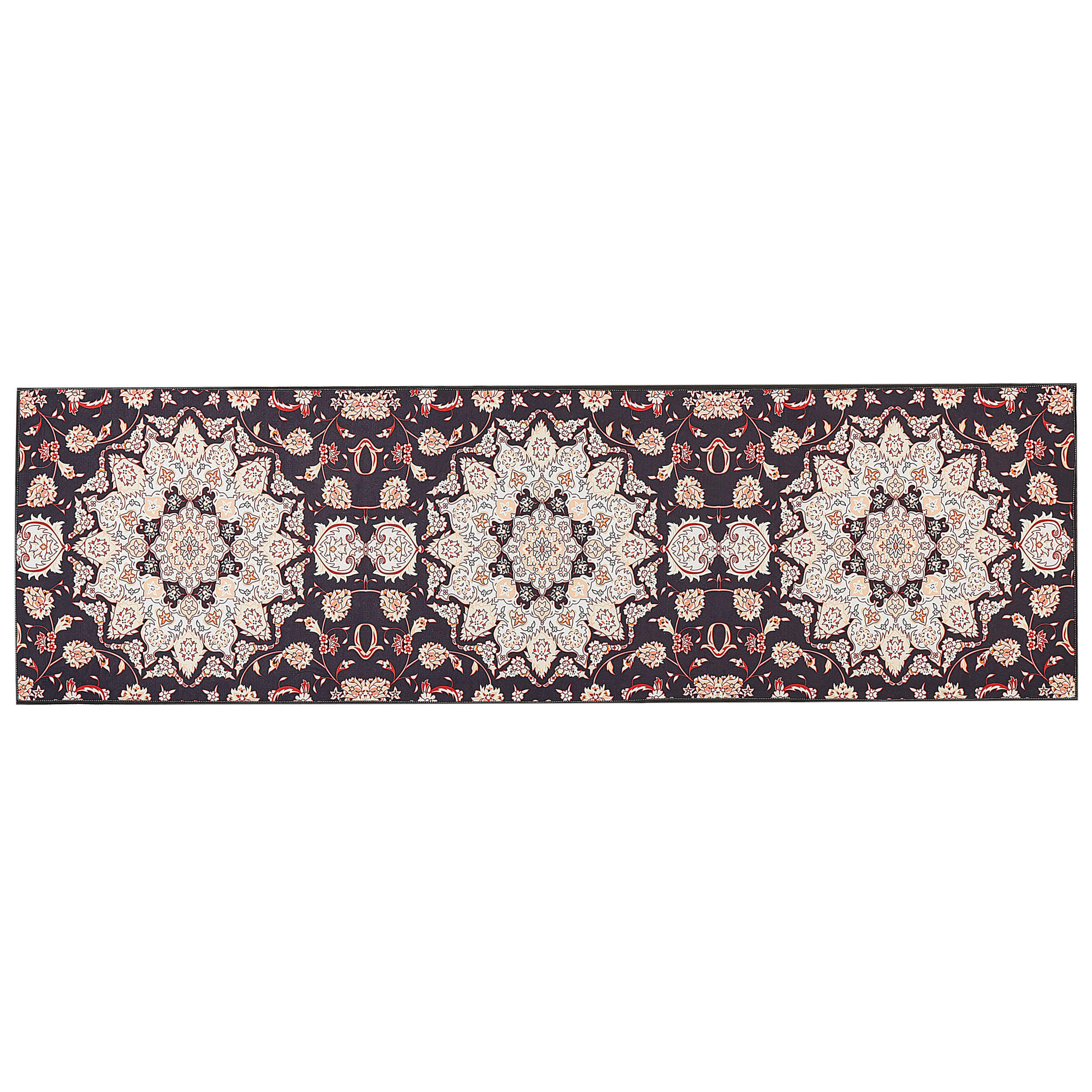 KURZFLOR-TEPPICH Schwarz 60/200 cm Aritas - Beige/Rot, Textil (60/200cm) - Beliani