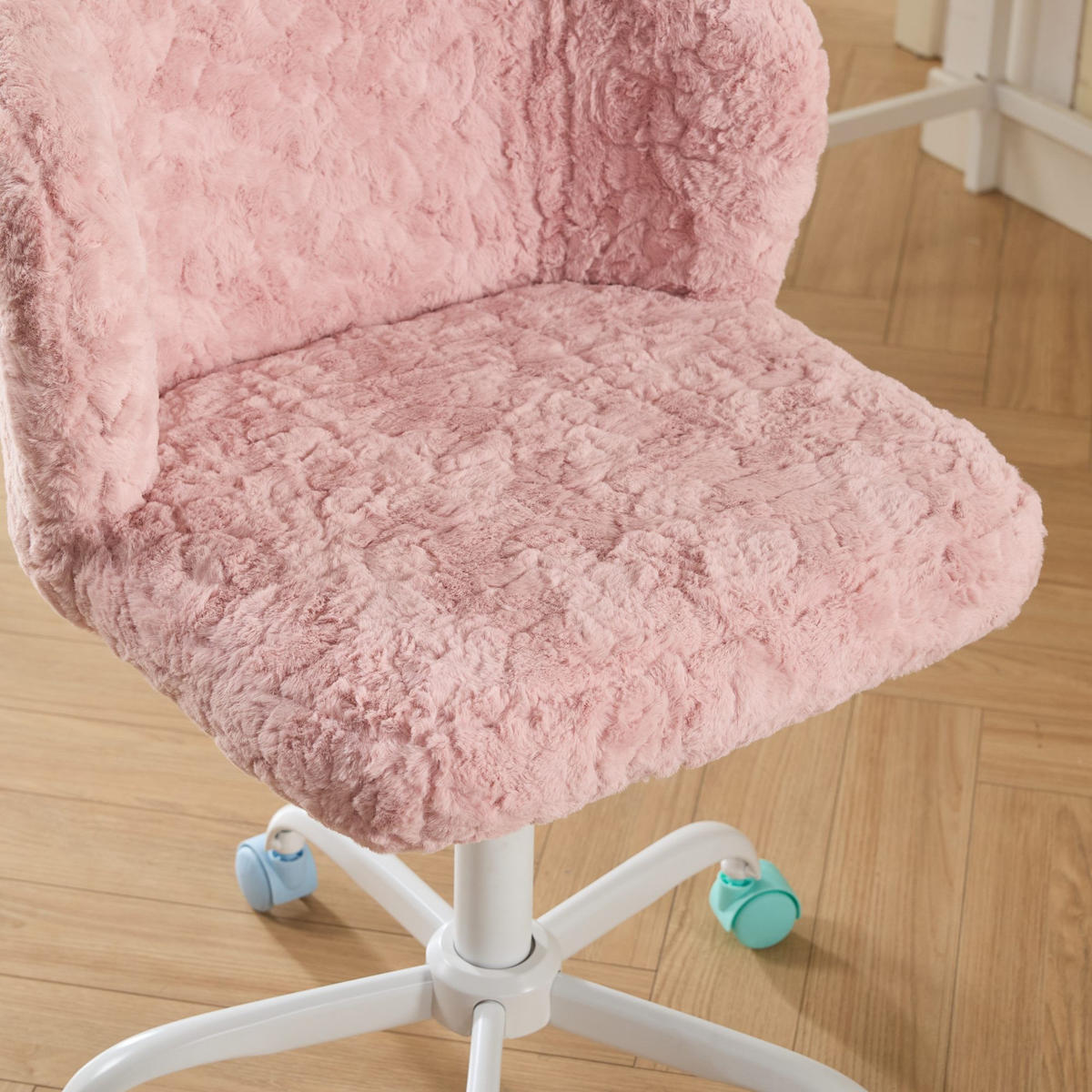 SCHREIBTISCHSTUHL Rosa Drehbar Höhenverstellbar - Pink, Metall (55/81/57cm) - PANGIVO
