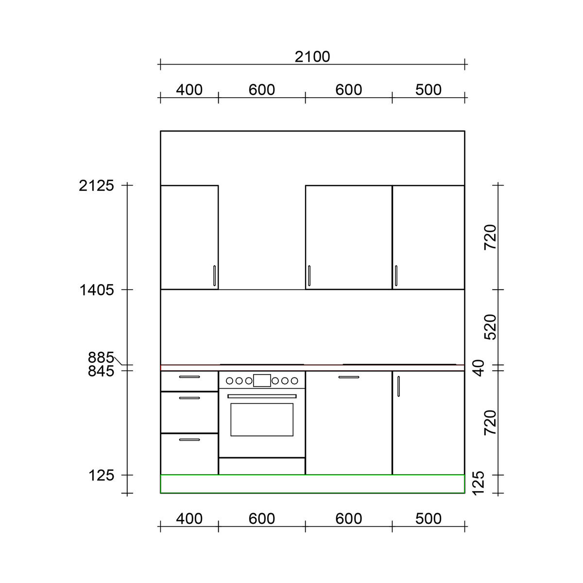 KÜCHENLEERZEILE „Freiburg“ 210 cm – ohne E-Geräte – Premiumweiß – mit Zubehör - Edelstahlfarben/Weiß, Holzwerkstoff/Metall (210/210/60cm) - GEBA